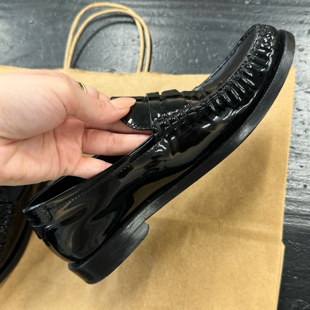 Saint Laurent Black Patent Leather Penny Loafers - Picture 6 of 11